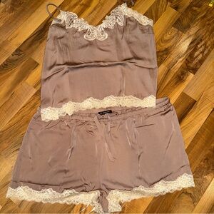 INC international concepts‎ coffe lace embroidered satin pj lounge set NWT XXL